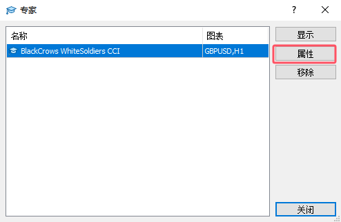 EA自动交易系统属性窗口
