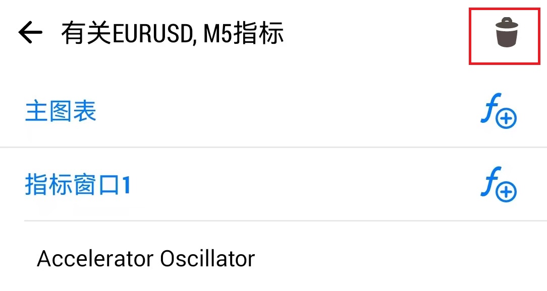 MT5安卓手机端添加指标页面删除标识