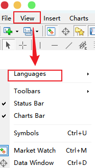 MT4苹果电脑英文版显示菜单-Languages