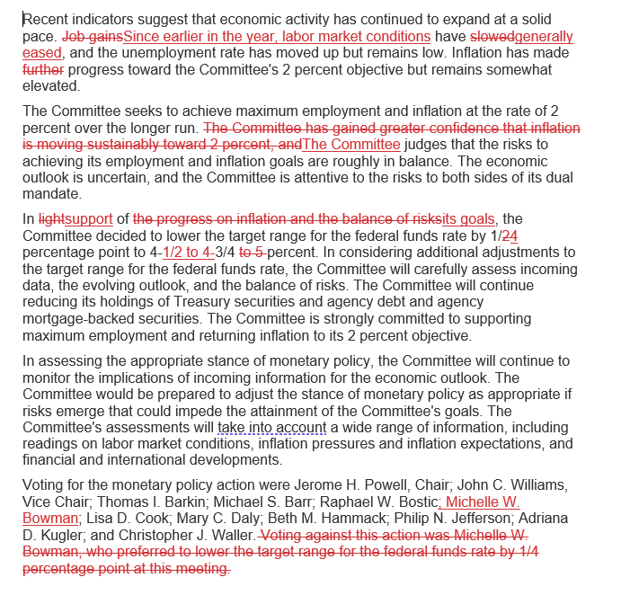 暗示不排除12月暂停？美联储如期降息25基点，但删除对通胀达标更有信心说辞 - 图片1