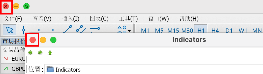 MT5苹果电脑端关闭窗口重启软件