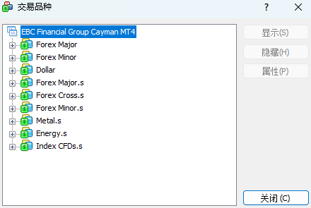 MT4 Windows版交易品种窗口