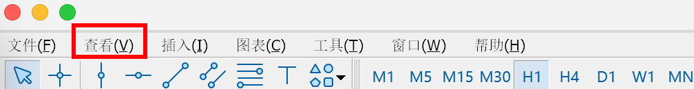 MT5 Mac版顶部菜单栏-查看