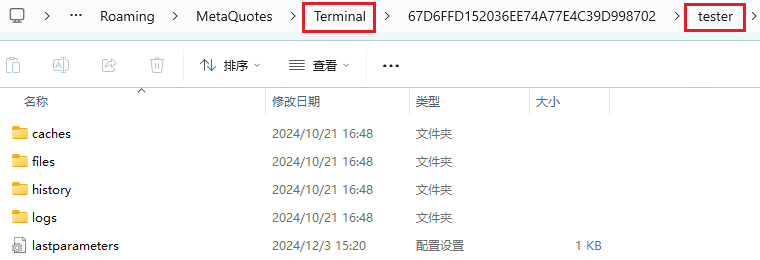 MT4电脑版数据文件夹-tester文件