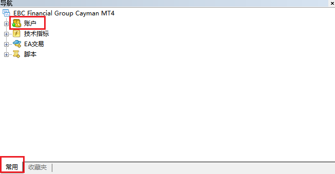 MT4电脑版导航窗口常用页面-账户