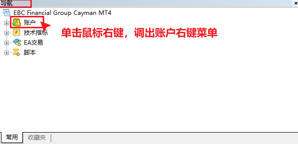 MT4电脑版导航常用窗口-账户