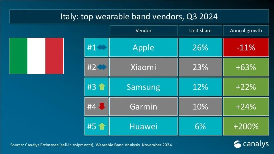 Canalys：2024年第三季度全球可穿戴腕带设备市场同比增长3% - 图片10