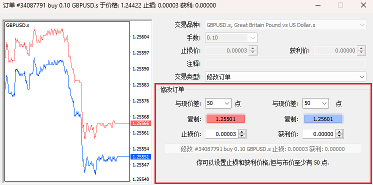 MT4市价执行单修改区