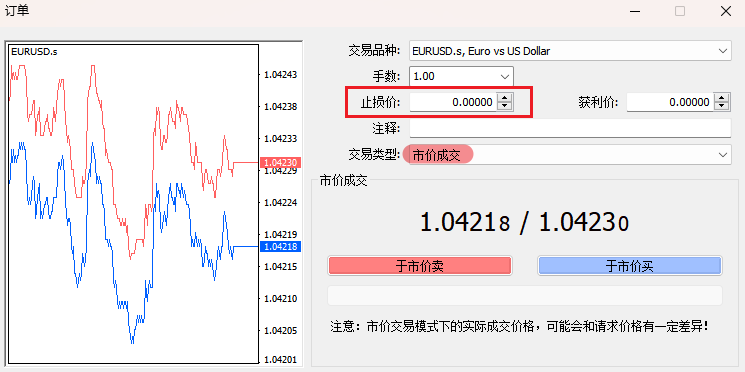 MT4市价下单设置止损