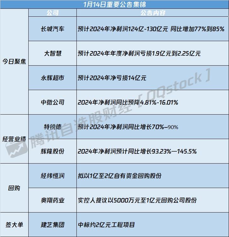 A股公告精選 | 長城汽車(601633.SH)2024年淨利預增77%到85% - 圖片1