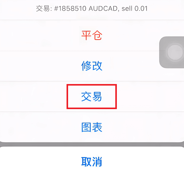 MT4訂單功能選單(ios)