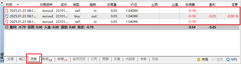 MT5部分交易記錄隱藏