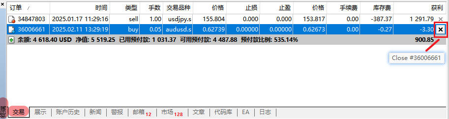 MT4訂單平倉按鈕